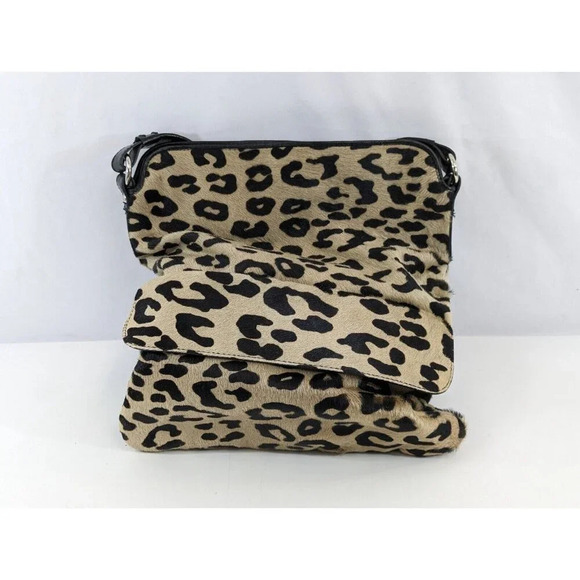 Maurizio Taiuti Leopard Print Handbag Purse Leather Italy Cheetah Animal Mobwife - Picture 1 of 12